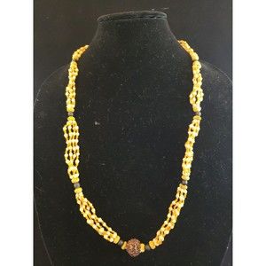 Vintage Boho Unsigned Wooden and Plastic Beads Necklace, Statement Piece